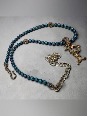 Barbara Bixby Honora Indigo Blue Pearl Necklace w  Initial Enhancer 18K Sterling